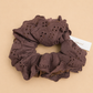 Brown Eyelet and Faux Suede Floral Mega Scrunchies