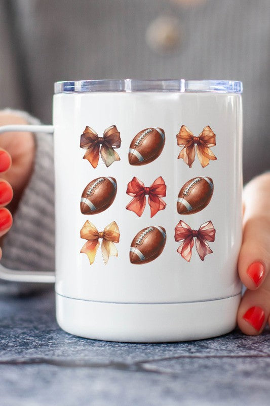 Taza de viaje para café con lazos de fútbol