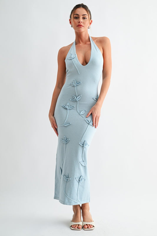 Petal Stitch Halter Knit Dress