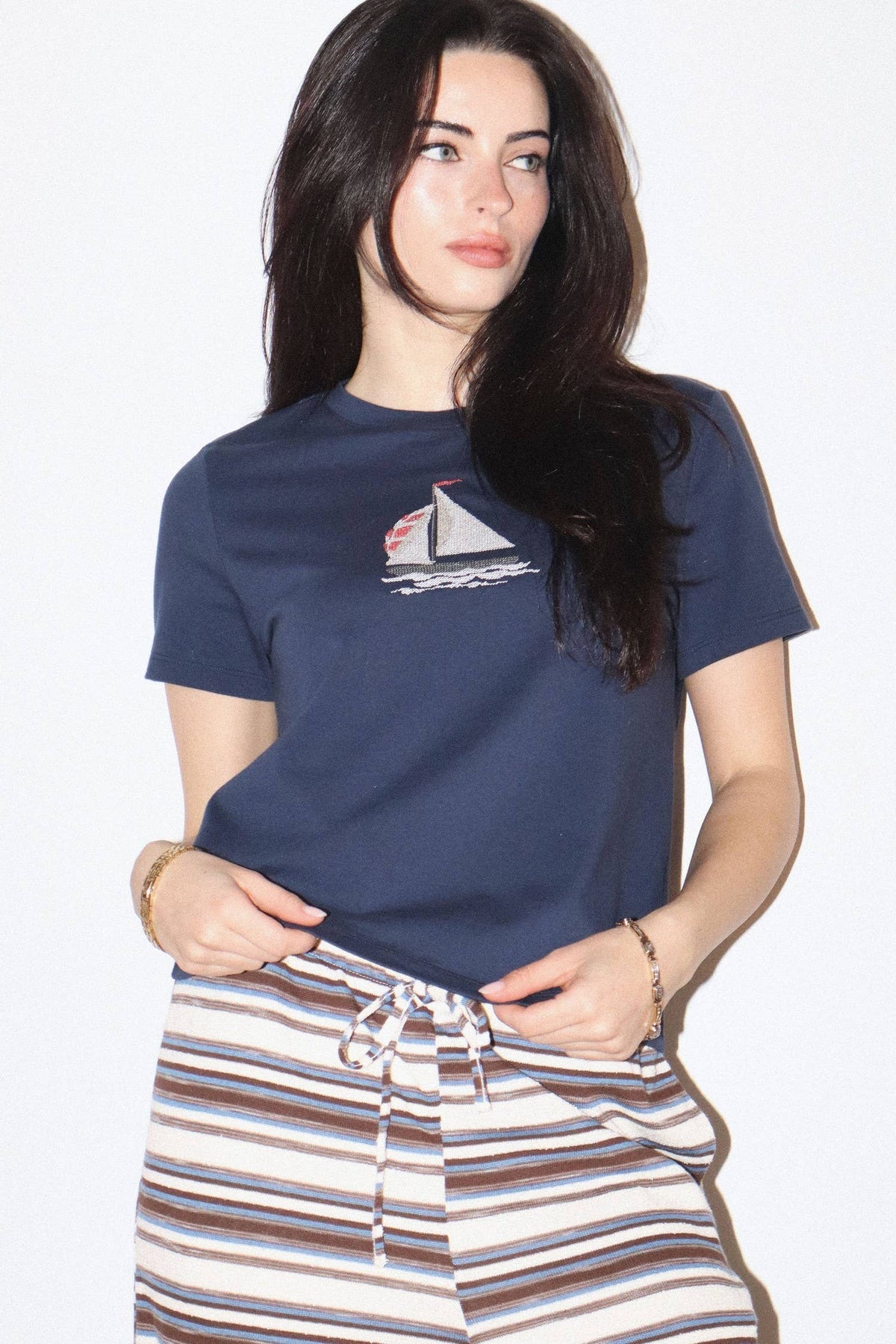Fair Winds Embroidered Sailboat Tee