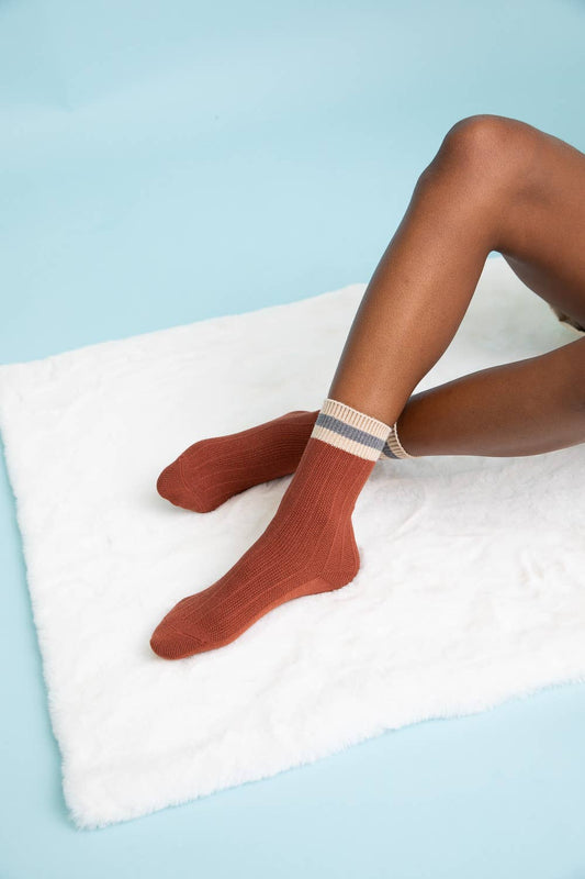 Retro Color Block Wool Blend Crew Socks