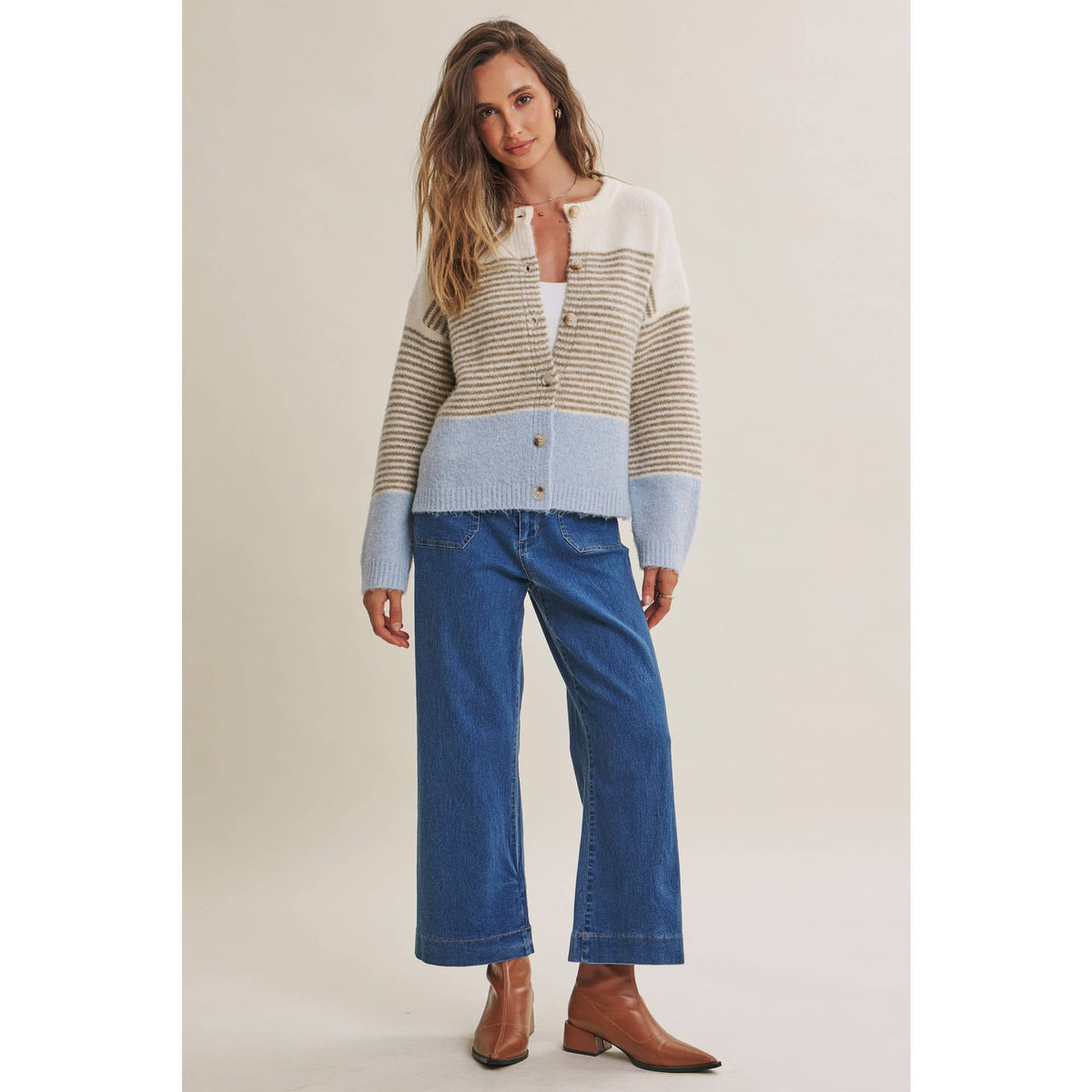 Morning Chai Stripe & Colorblock Cardigan