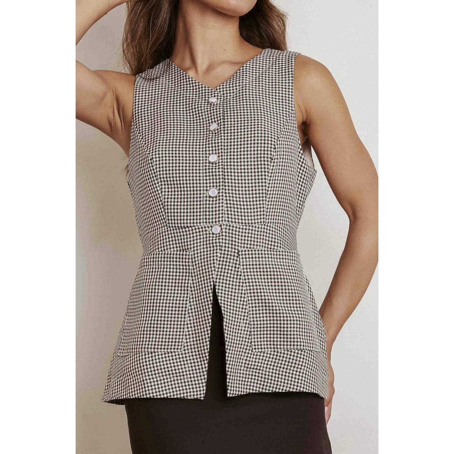 Beverly Sleeveless Gingham Top