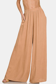 Always Near Pleated Linen Blend Pants - Tan