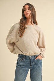 Malibu Vintage Embroidery Crop Sweatshirt - Taupe