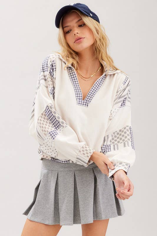 Cascades Patch Printed Slouchy Top