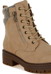 Mahisha Knitted Collar Zip-Up Hiker Boots