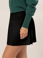 Tatyana Pleated Flare Mini Skirt - Black