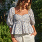 South France Babydoll Puff Sleeve Top