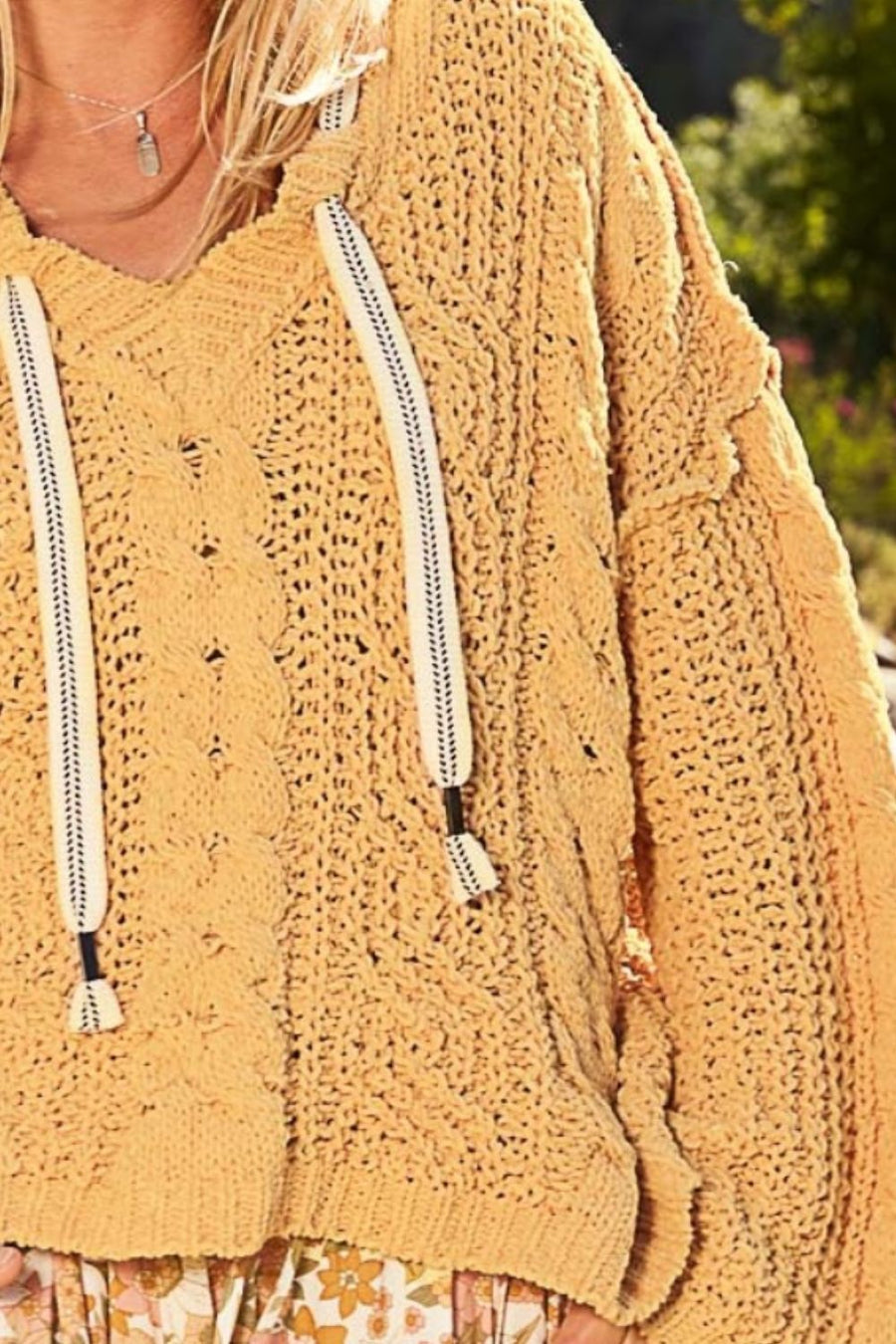 Bryar Hooded Chenille Sweater - Honey