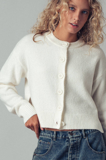 Melanie Relaxed Wool Blend Button-Up Cardigan