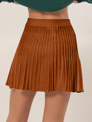 Tatyana Pleated Flare Mini Skirt - Chocolate