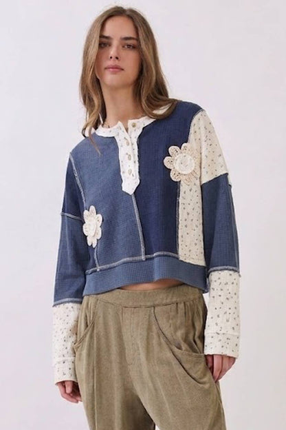 Florence Mixed Media Thermal Knit Top