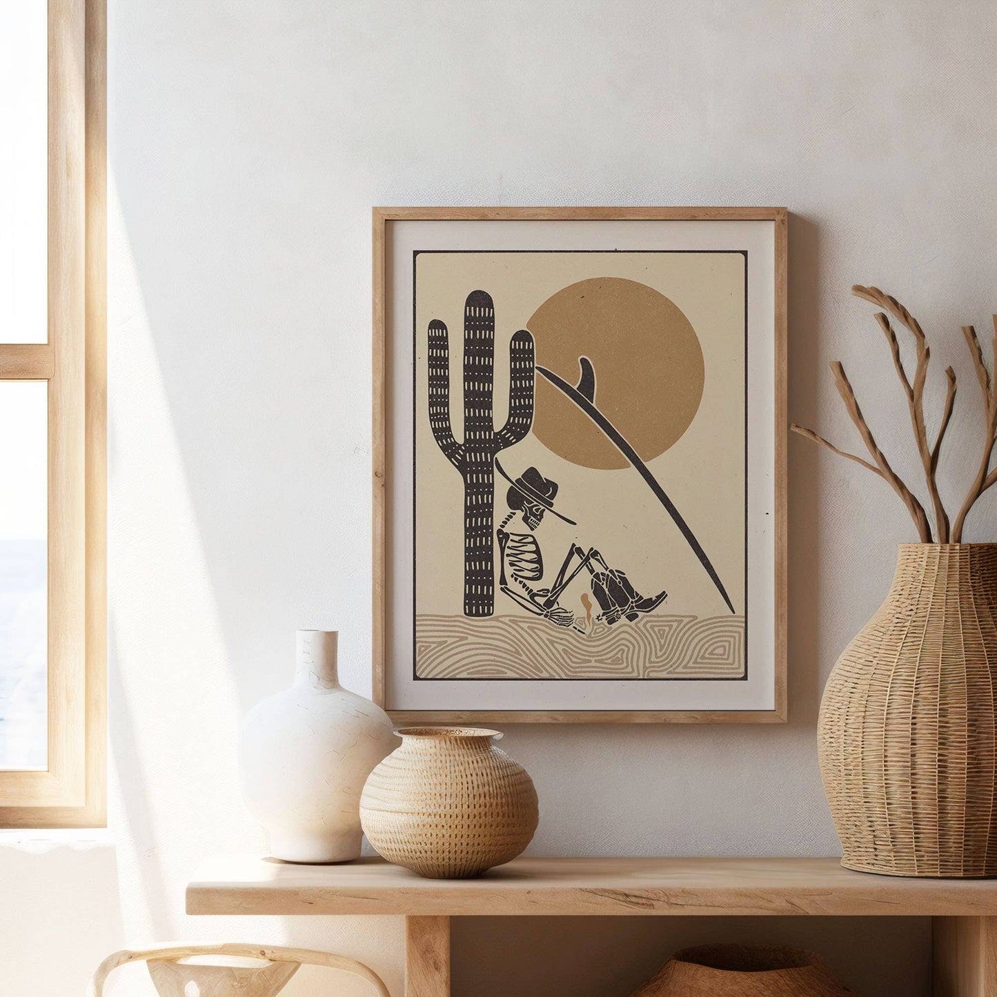 Prayin' For Waves | Surf Skeleton Art Print