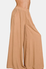 Always Near Pleated Linen Blend Pants - Tan