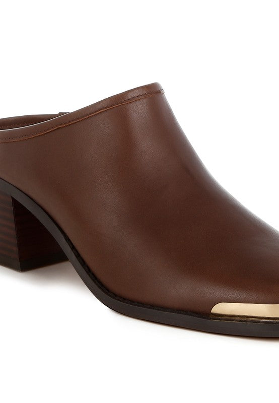 Bottani Genuine Leather Slip-On Mules