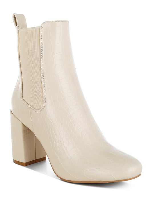 Babbel Faux Leather Block Heel Ankle Boots