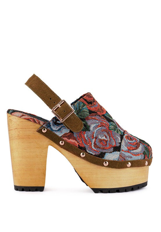 Mural Tapestry Handcrafted Clogs