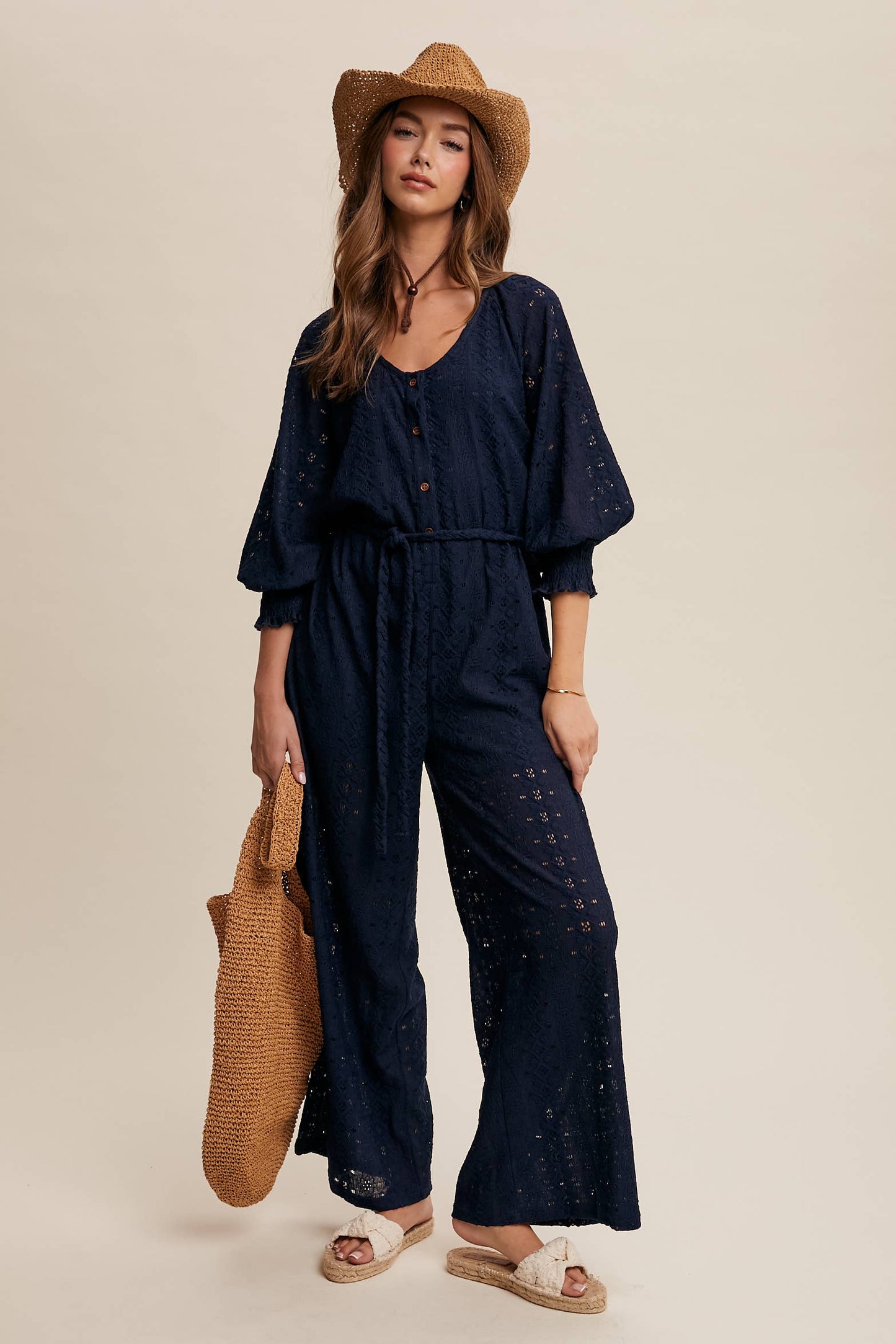 Davina Eyelet Lace Wide Leg Jumpsuit