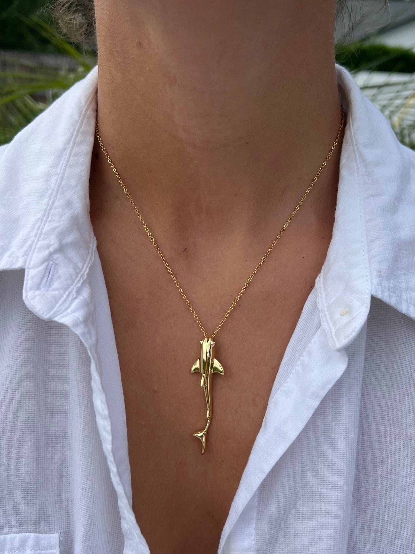 Large Shark Necklace | Waterproof Surfer Beach Jewelry