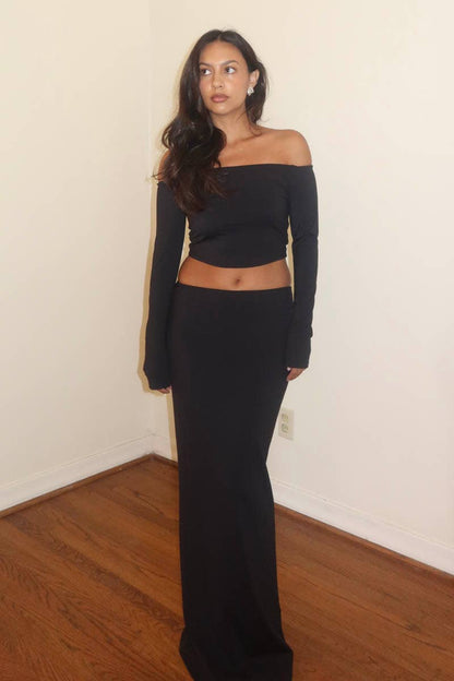 Eugenia Off The Shoulder Crop Top w/ Maxi Skirt