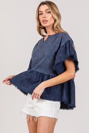 Blusa de manga corta con gardenia