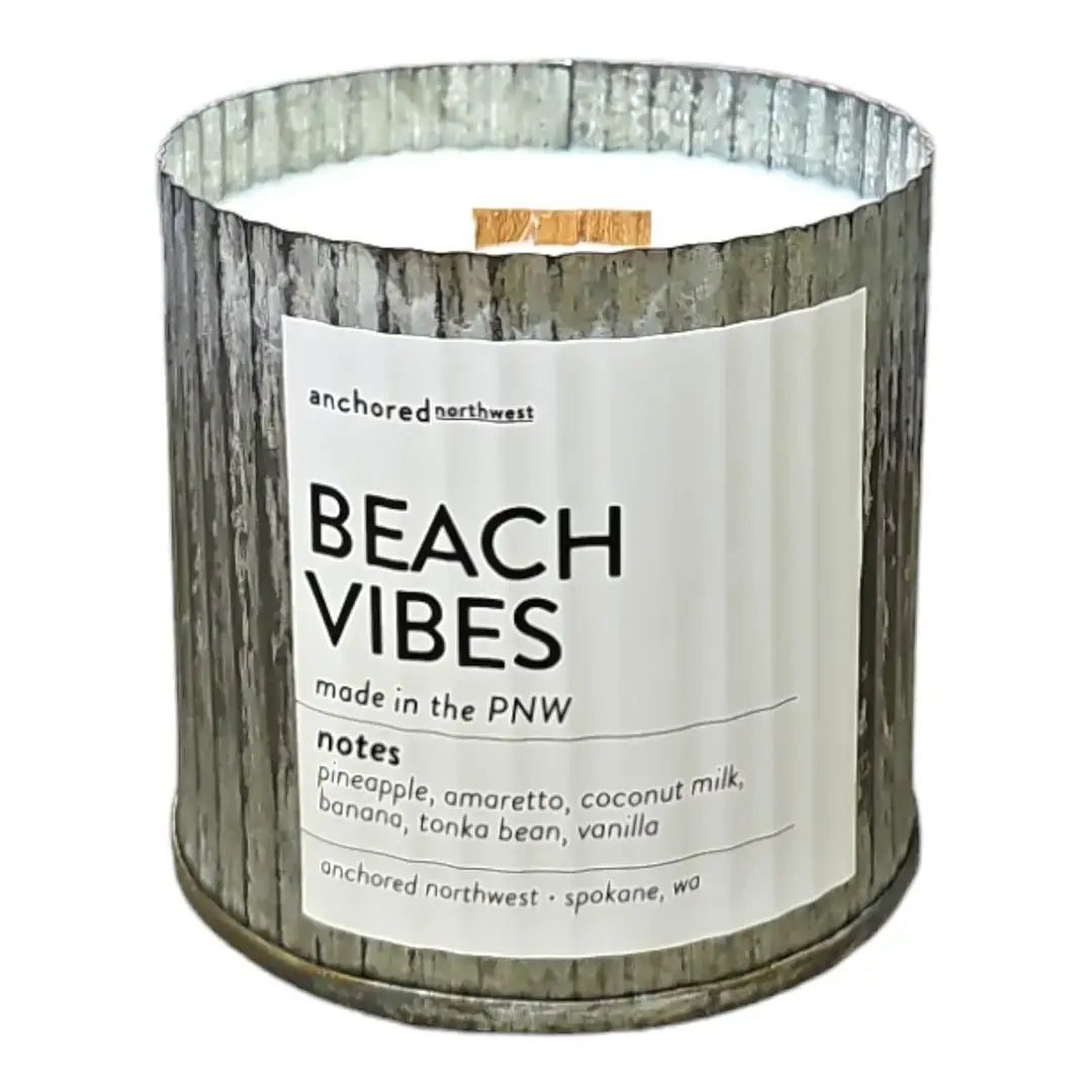Beach Vibes Rustic Wood Wick Candle
