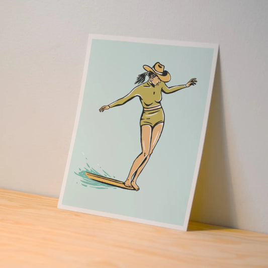 Surf Cowgirl - Nose Riding Print 8x10