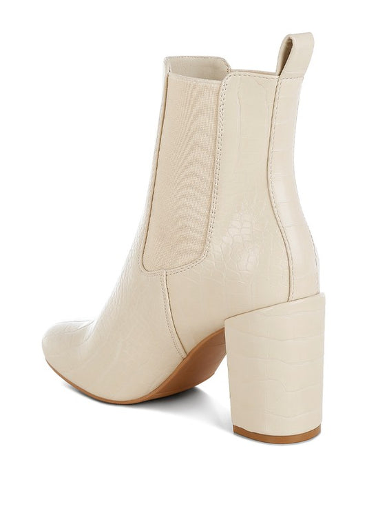 Babbel Faux Leather Block Heel Ankle Boots