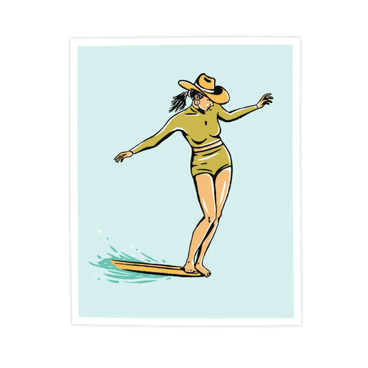 Surf Cowgirl - Nose Riding Print 8x10
