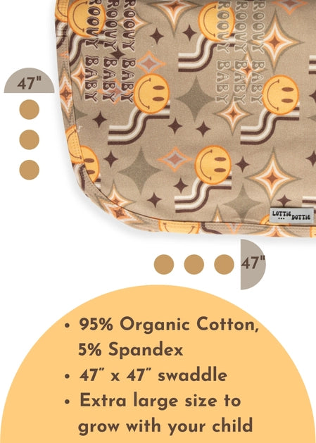 Extra Large Organic Cotton Baby Swaddle, 47"x47", Groovy