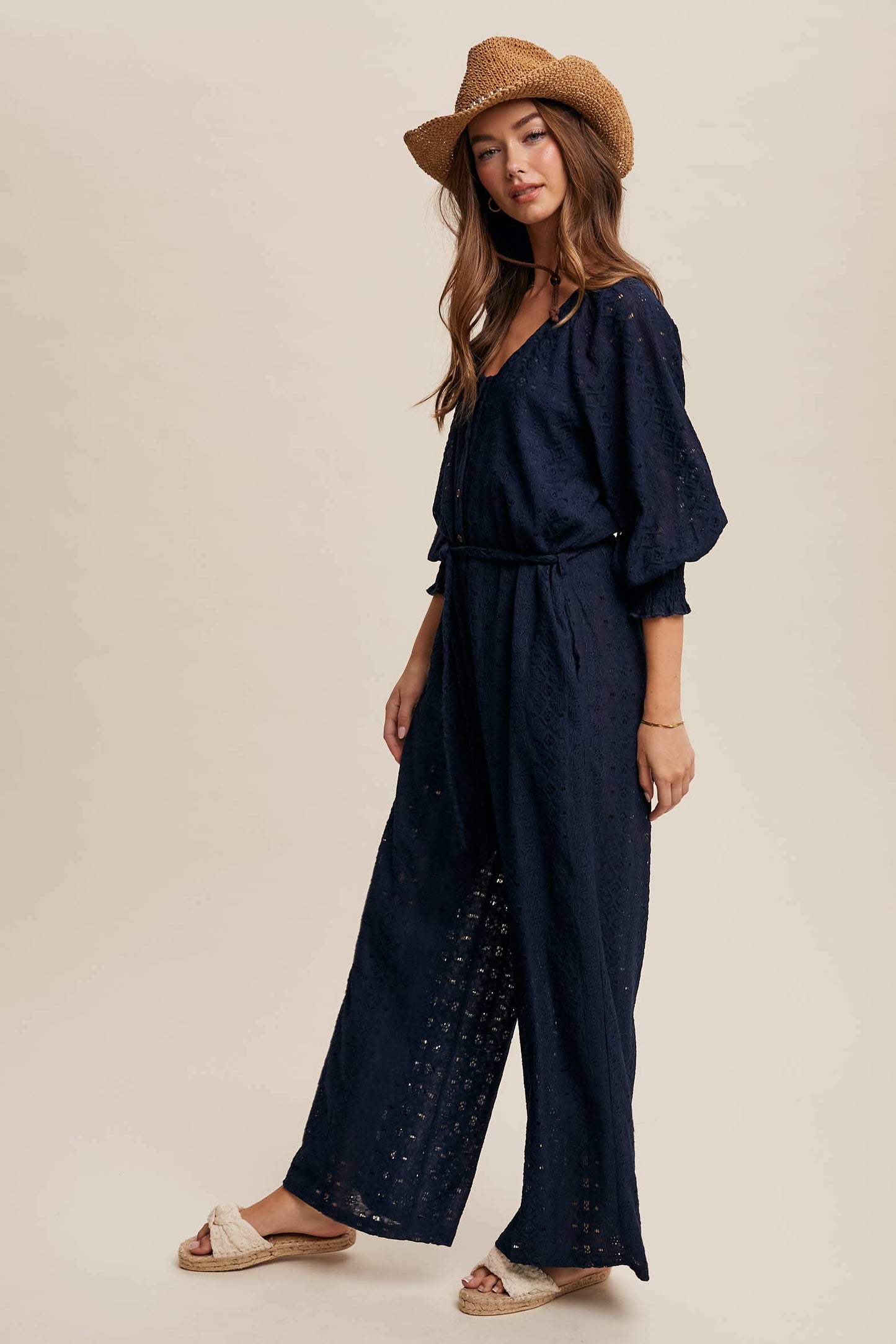 Davina Eyelet Lace Wide Leg Jumpsuit
