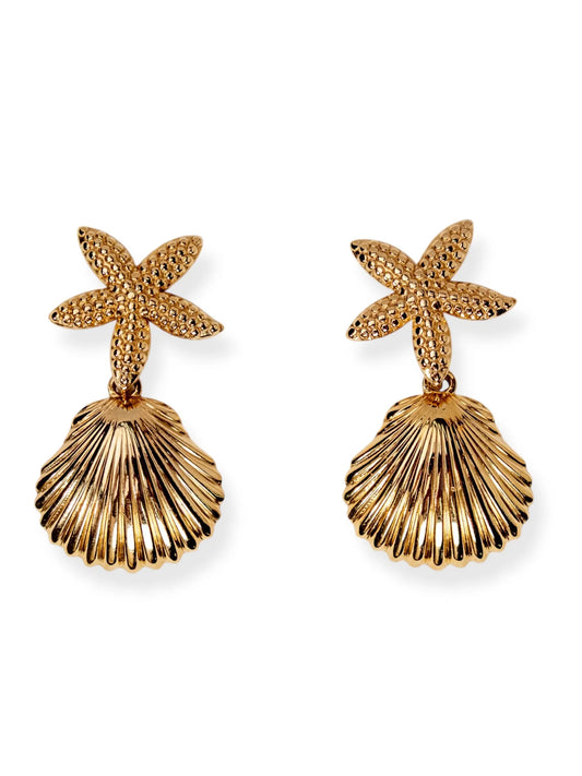 My Sister's Cottage | Waterproof | Starfish & Seashell Dangle Earrings