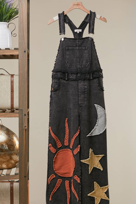 Moon and Stars Patchwork Overalls