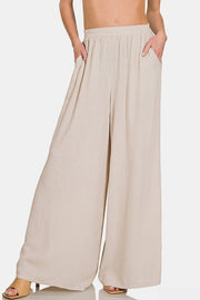 Always Near Pleated Linen Blend Pants - Sand