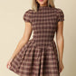 Rinsely Plaid Smocked Mini Dress