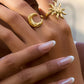 Aurelune 18K Gold Non-Tarnish Minimalist Moon Ring - 7