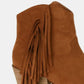 Marta Suede Fringe Ankle Boots - Caramel