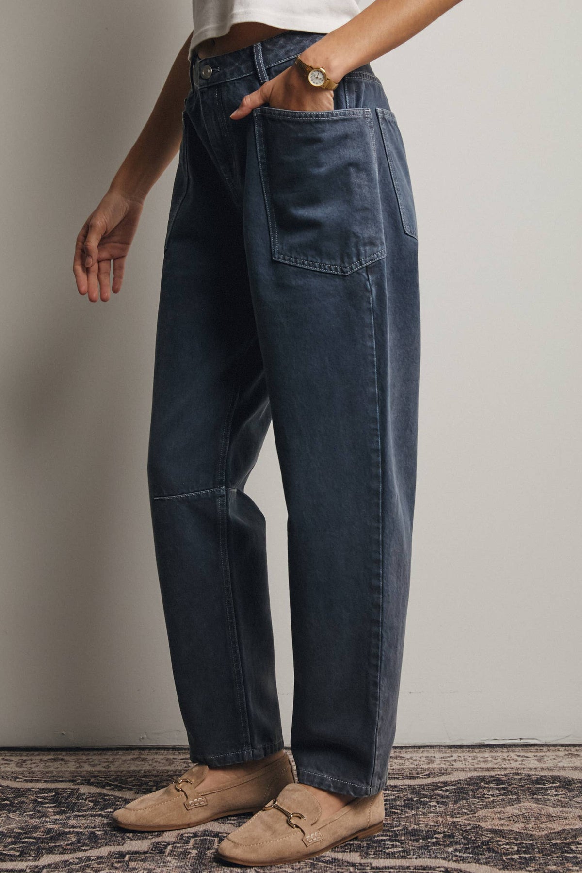 Nomad High Rise Barrel Utility Jeans