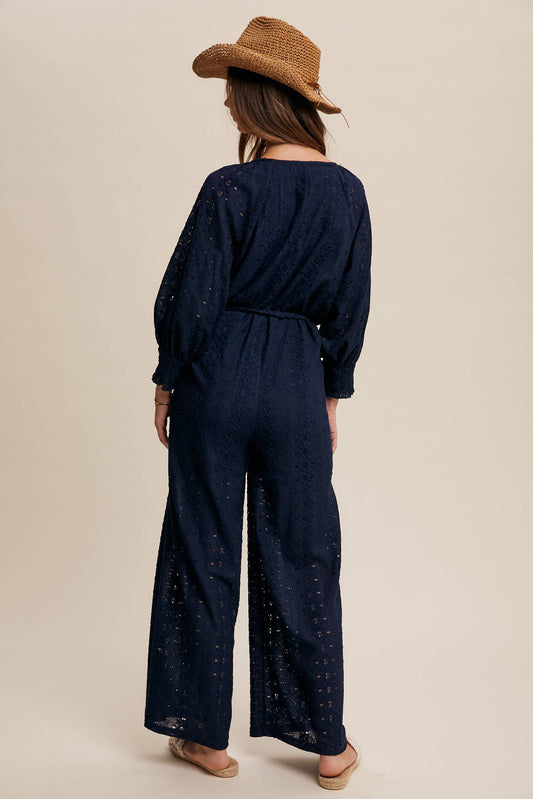 Davina Eyelet Lace Wide Leg Jumpsuit