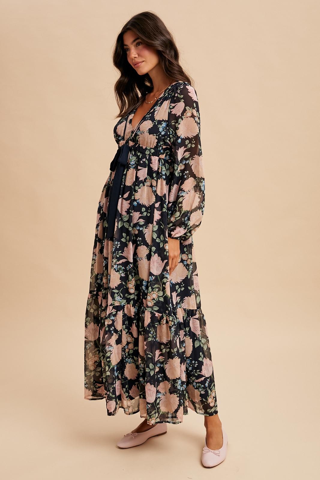 Ari Floral Bow Tie Maxi Dress
