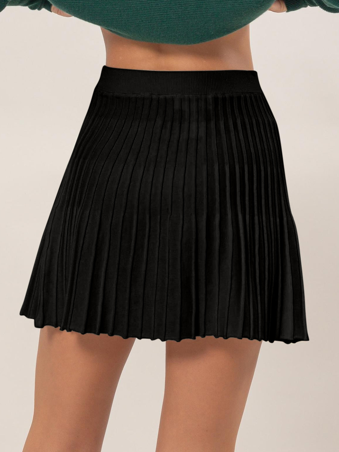 Tatyana Pleated Flare Mini Skirt - Black