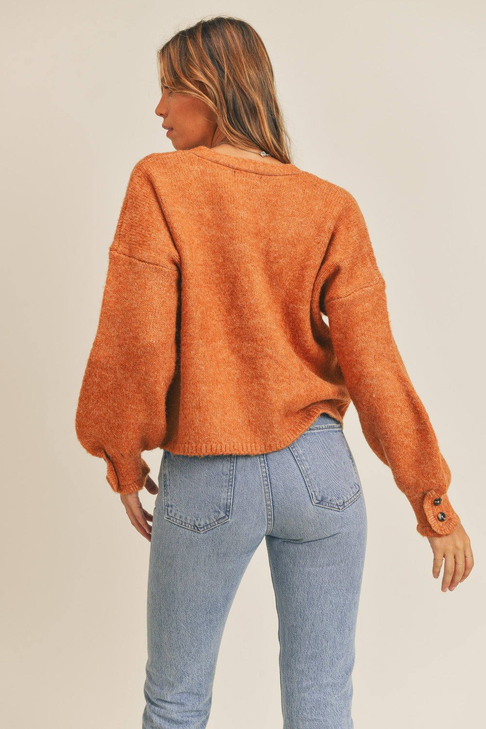 Evelyn Button Down Cardigan - Rust