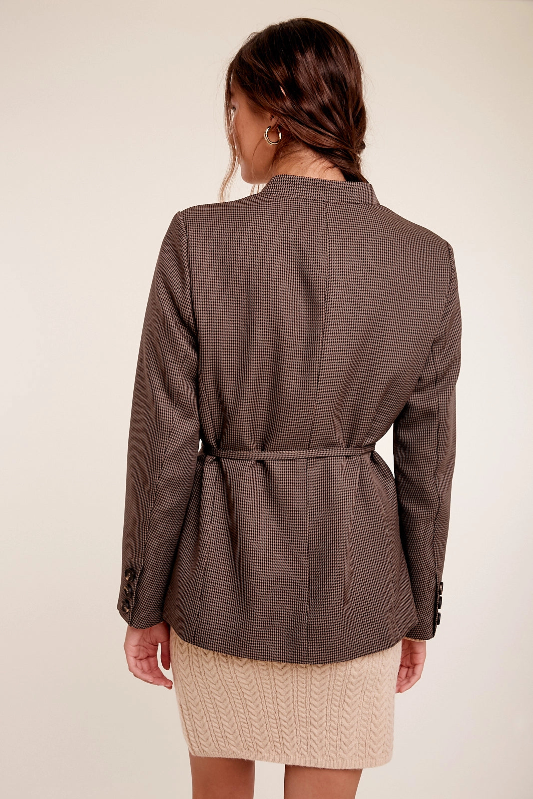 Kay Belted Houndstooth Blazer