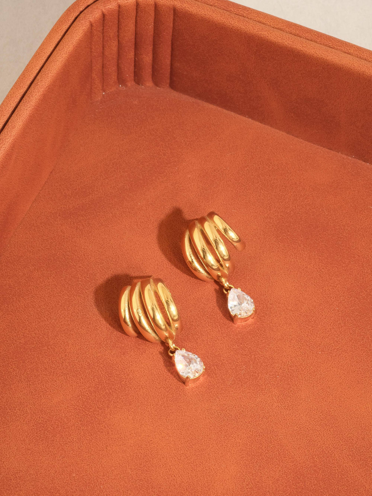 Dovely 18K Gold Non-Tarnish Classic CZ Drop Earrings