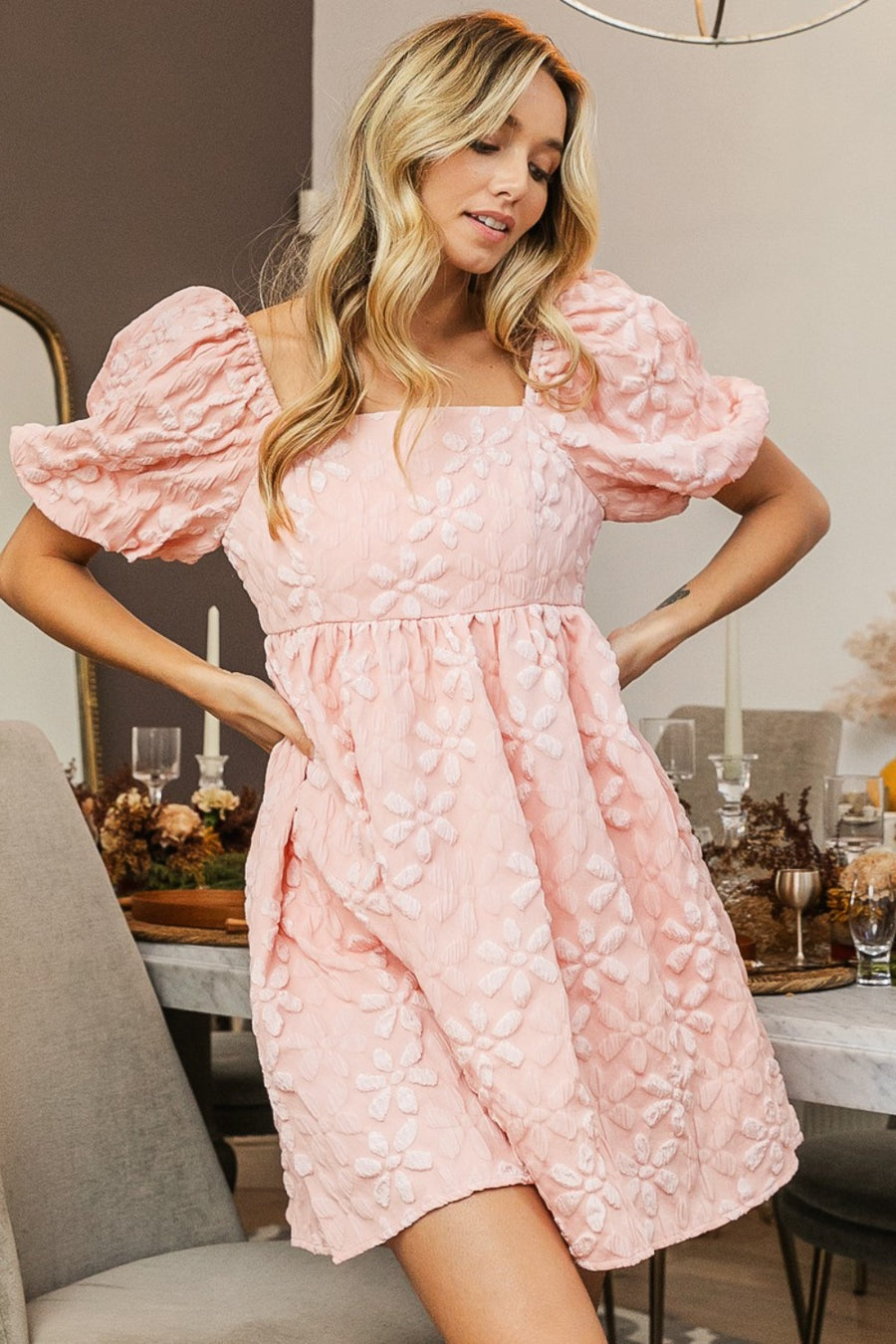 Darling Girl Puff Sleeve Dress