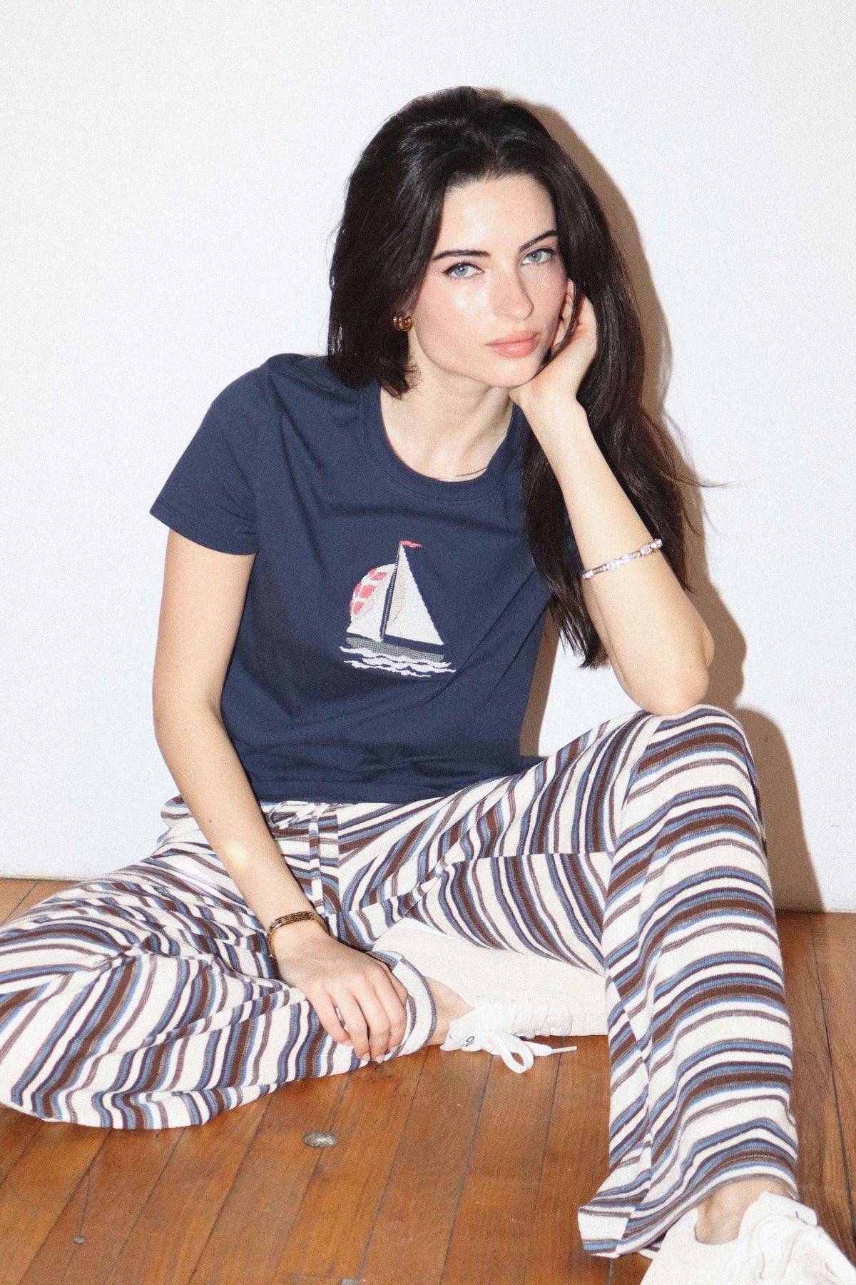 Fair Winds Embroidered Sailboat Tee