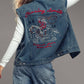 Western Sunset Embroidered Denim Vest