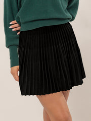 Tatyana Pleated Flare Mini Skirt - Black