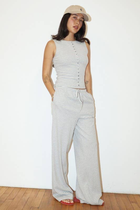 Emmy Striped Button-Front Tank Top